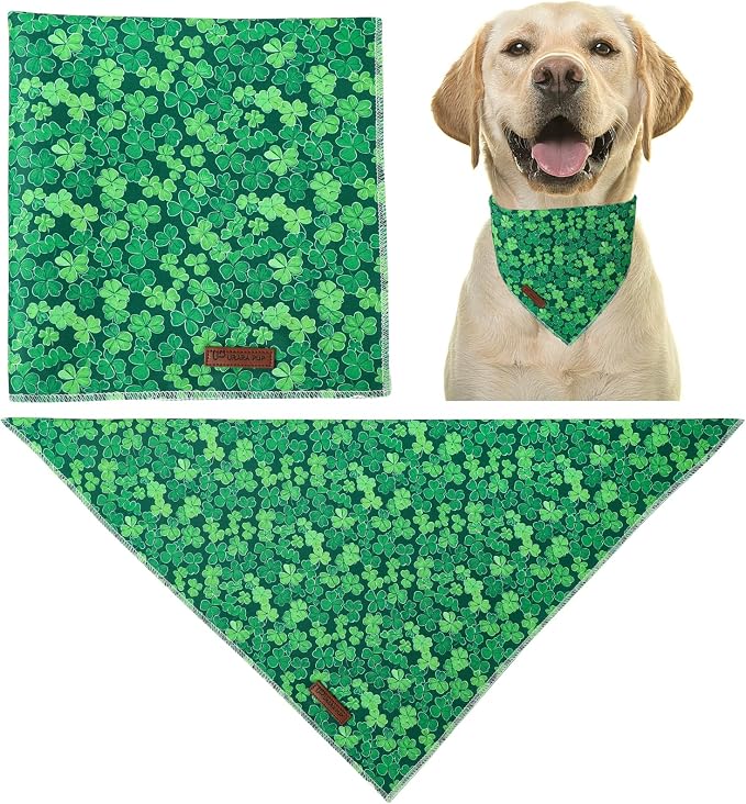 St. Patrick's Dog Bandana, UP URARA PUP Shamrock Triangle Bid Scarf - Image 4