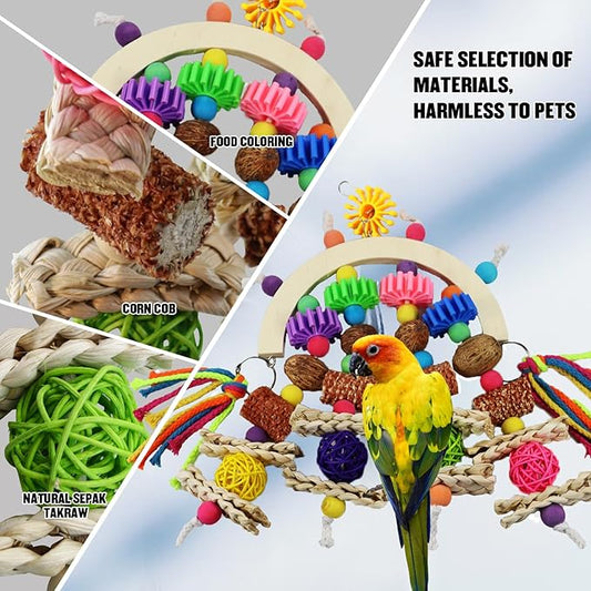 Bird Toys - Natural Corncob Wood & Mango Chew Toys - Image 2
