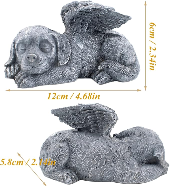 Dog Memorial Stone Resin Statue Pets Sleeping Angel Dog Keepsake Marker Grave - Image 6