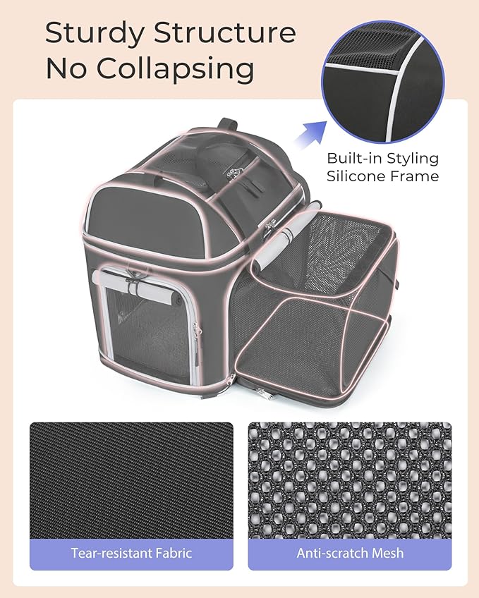 Expandable Pet Carrier: NOBLE DUCK Soft-Sided Cat Dog Carrier 17x11.8X Inches - Image 3