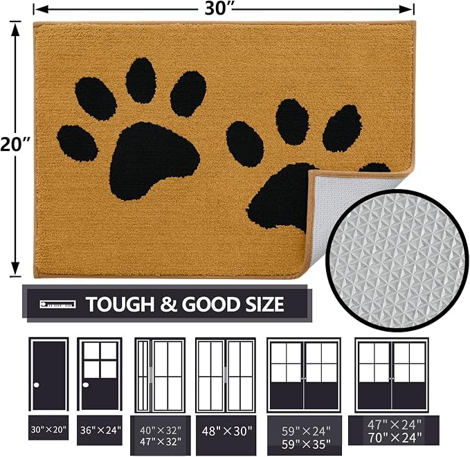 Buganda Dog Door Mat for Muddy Paws, Absorbent Dirt Trapper Washable Indoor - Image 2