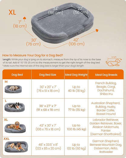 Feandrea Dog Bed, Large Orthopaedic Dog Sofa Bed, Egg Crate Foam, Waterproof - Image 6