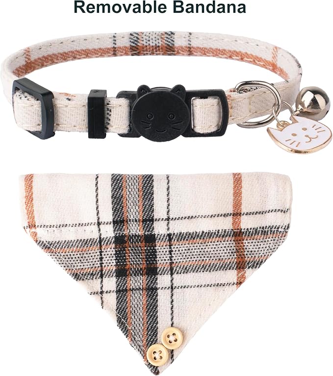 ADOGGYGO Plaid Cat Collar with Bow Bandana - Image 4