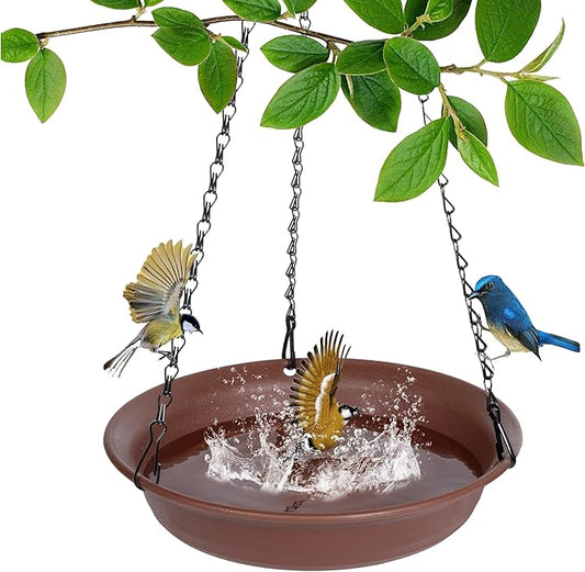 Hanging Bird Bath for Outside, VUWEZ Hanging Birdbath & Bird Feeder for Outdoors by VUWEZ