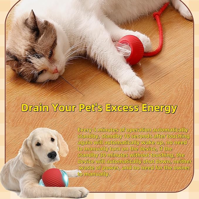 Interactive Dog Cat Toy Ball, Automatic Moving Bouncing Rolling, - Image 4