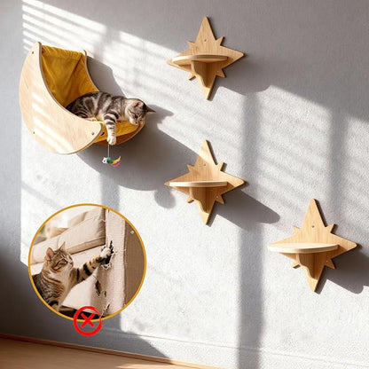 Cat Wall Shelves, Moon and Star Cat Wall Furniture - Image 3