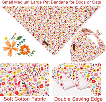 Floral Dog Bandana, UP URARA PUP Flowers Triangle Bid Scarf - Image 2