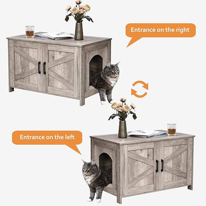 Homhedy Cat Litter Box Enclosure, Wooden Cat Washroom Furniture - Image 8