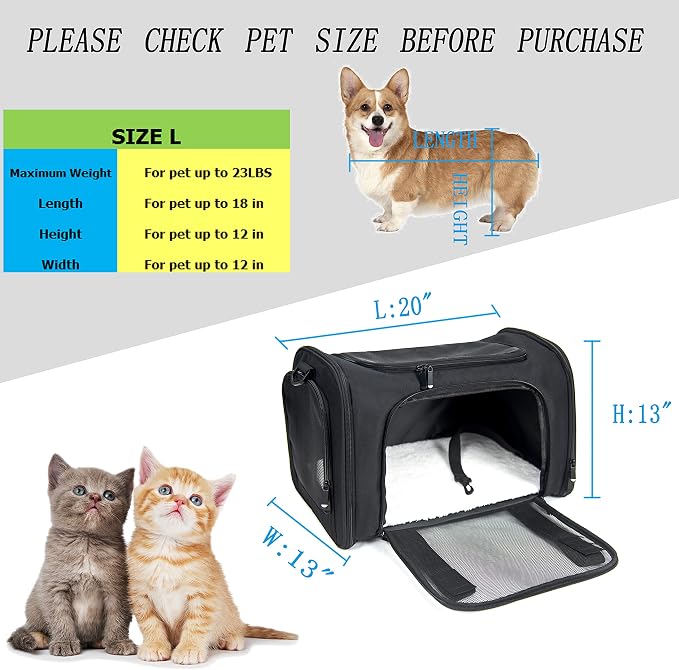 Soft Sided Carrier for Small Medium Cats Dogs, Removable Pad Collapsible Travel - Image 4