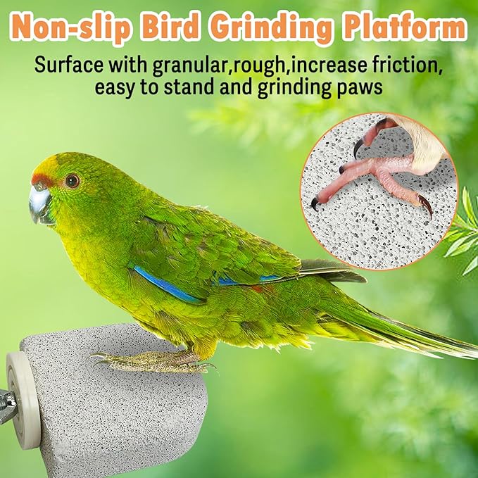 PINVNBY 4 PCS Bird Perch Stands Parrot Calcium Perch Beak Grinding Stone Foot - Image 4