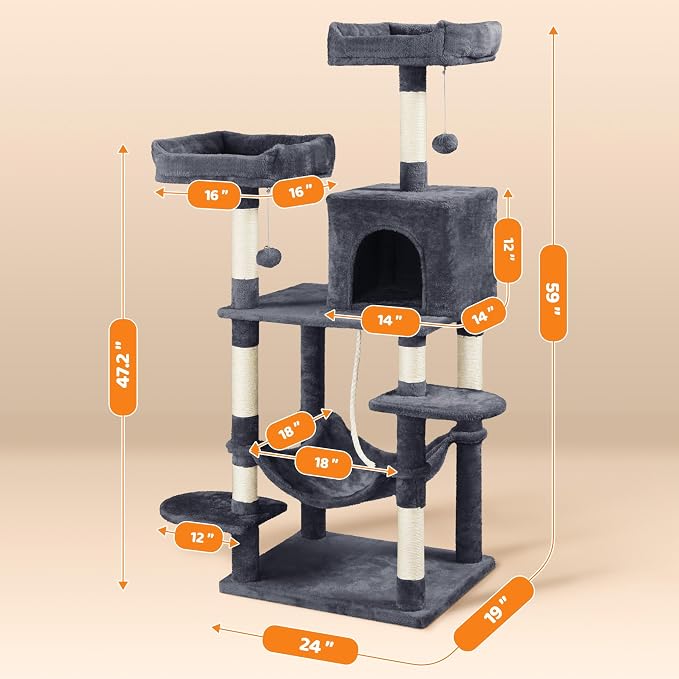 Yaheetech 59in Cat Tree Large Cat Tower - Image 8