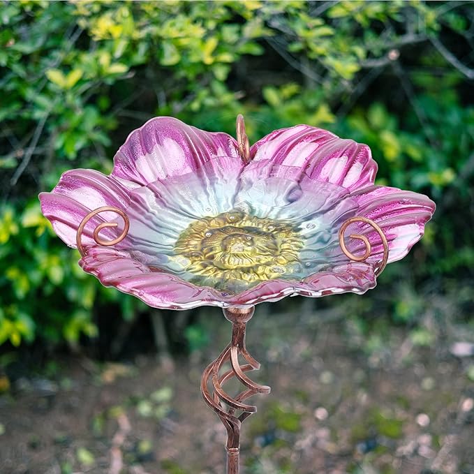MUMTOP 31 Inch Height Glass Birdbath Birdfeeder - Image 4