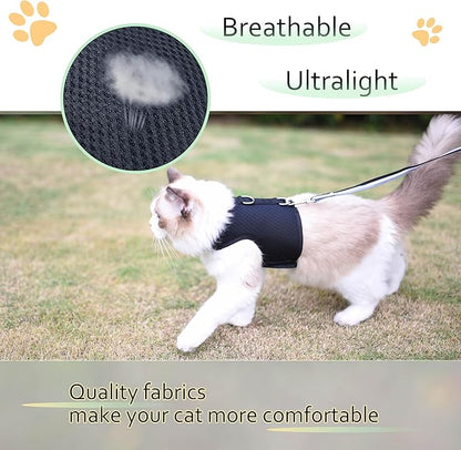 Cat Harness and Leash for Walking Escape Proof Breathable Mesh Fabric, Solid - Image 5