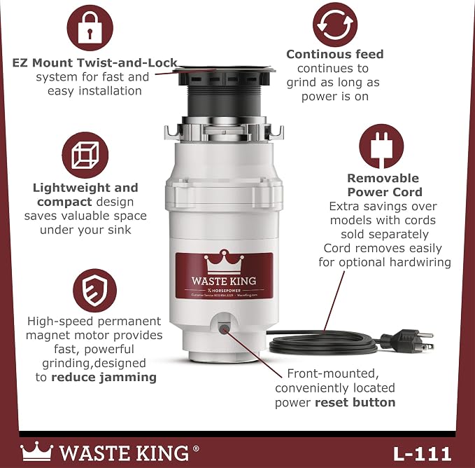 Waste King Garbage Disposal for Kitchen Sink - Image 7