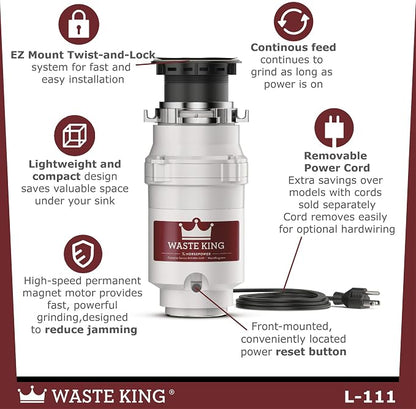 Waste King Garbage Disposal for Kitchen Sink - Image 7