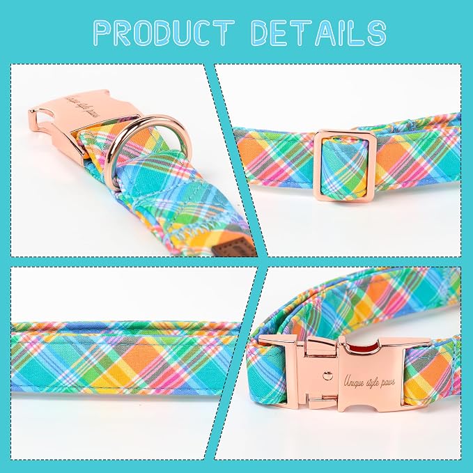 Unique style paws Easter Dog Collar Plastic Buckle Puppy Collar Colorful Plaid - Image 3