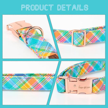 Unique style paws Easter Dog Collar Plastic Buckle Puppy Collar Colorful Plaid - Image 3