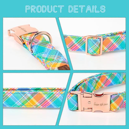 Unique style paws Easter Dog Collar Plastic Buckle Puppy Collar Colorful Plaid - Image 3