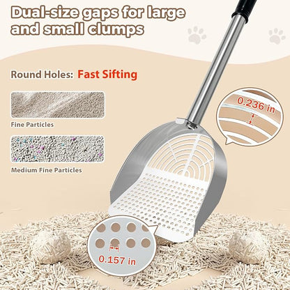 Cat Litter Scoop Deep Shovel, Detachable Long Handle Litter Scooper, Metal Cat - Image 5