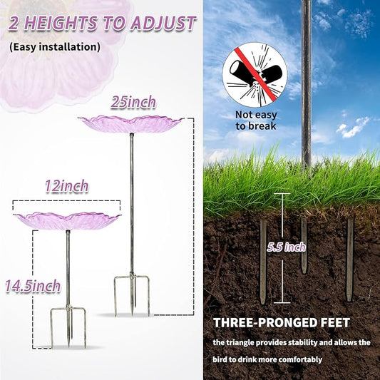 MUMTOP Glass Bird Baths for Outdoors, 12 Inch Bird Bath Bowl - Image 2