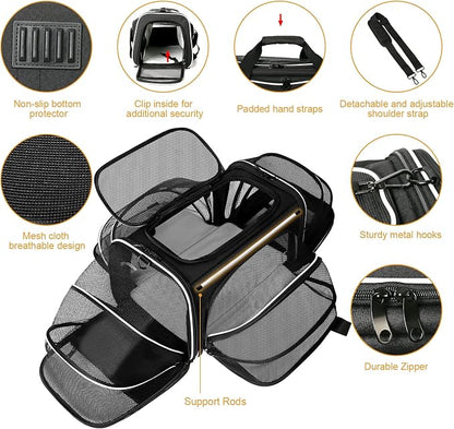 Estarer Soft Sided Pet Carrier Airline Approved, 4 Sides Expandable Collapsible - Image 5
