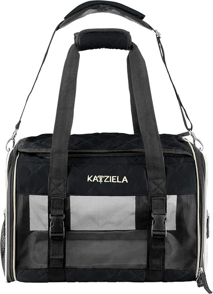 Katziela Deluxe Quilted Airline Approved Pet Dog & Cat Carrier by Katziela