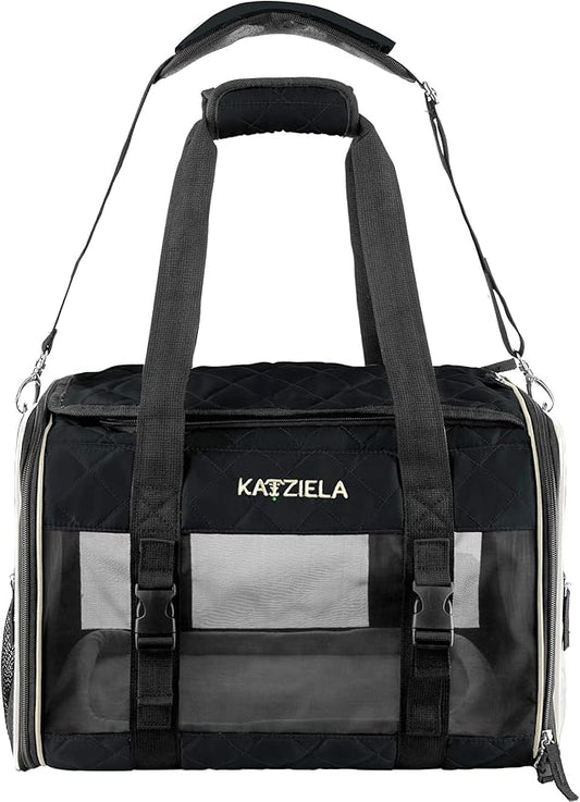 Katziela Deluxe Quilted Airline Approved Pet Dog & Cat Carrier by Katziela