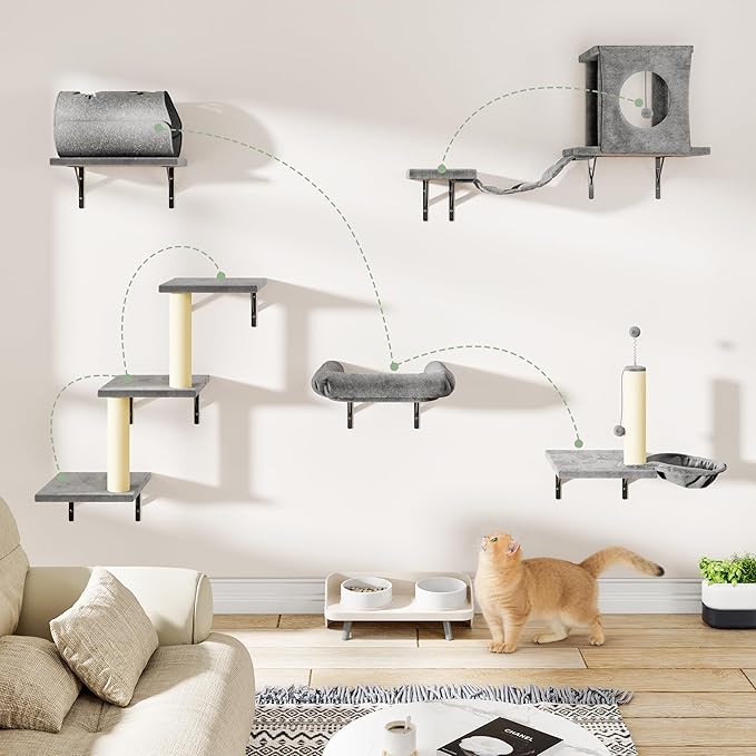 NUNU LAB 7-in-1 Wall Mounted Cat Climber Set, Cat Wall Furniture Set - Image 7