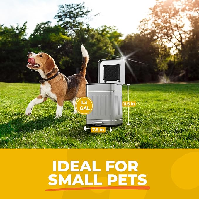 Small Dog Poop Trash Can Outside, 1.3 Gal Stainless Steel Dog Waste Trash Can - Image 2