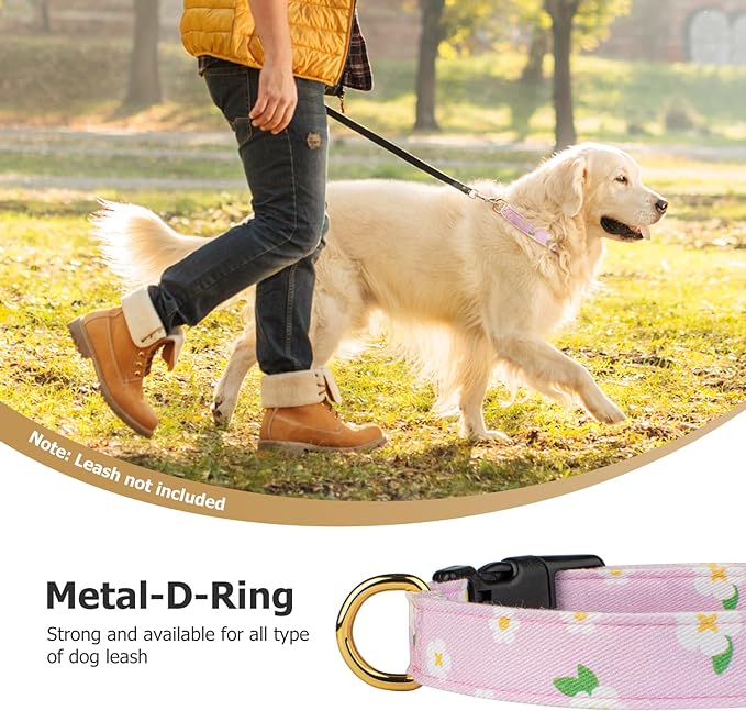 Cotton Handmade Dog Collar Cute and Distinctive Patterns Purple Flower - Image 6
