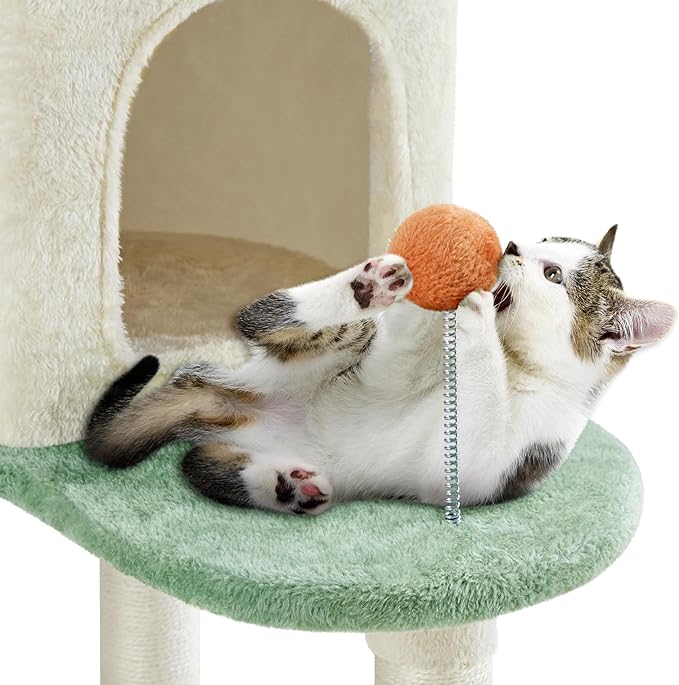 Yaheetech 57.5in Cat Tree Tower, Scratching Posts, 2 Condos and Dangling Balls - Image 5