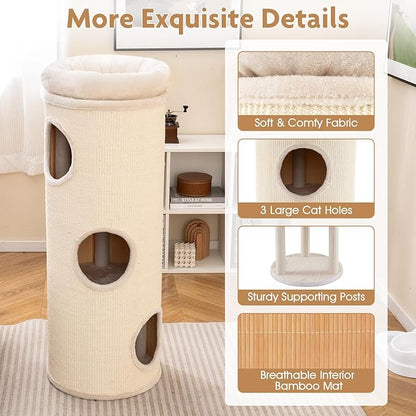 Tangkula 4 Story Cat Tree Condo, 49” Barrel-Shaped Cat House - Image 5