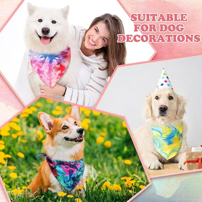 150 Pcs Tie Dye Dog Bandanas Bulk Pet Bibs Colorful Triangle Scarf Tie Dye Pet - Image 5