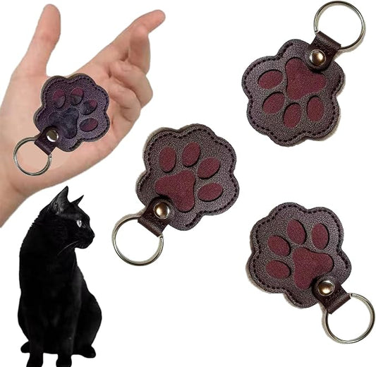 3PCS Cats & Dogs Pet Paw Print Keychain – White Leather Memorial Keychain Holds by Unknown