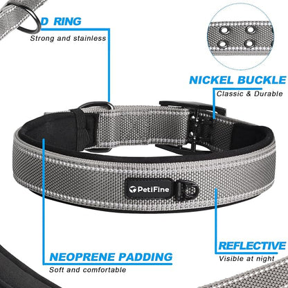 PetiFine Dog Collar for Large Dogs, Neoprene Padded and Adjustable, Reflective - Image 3