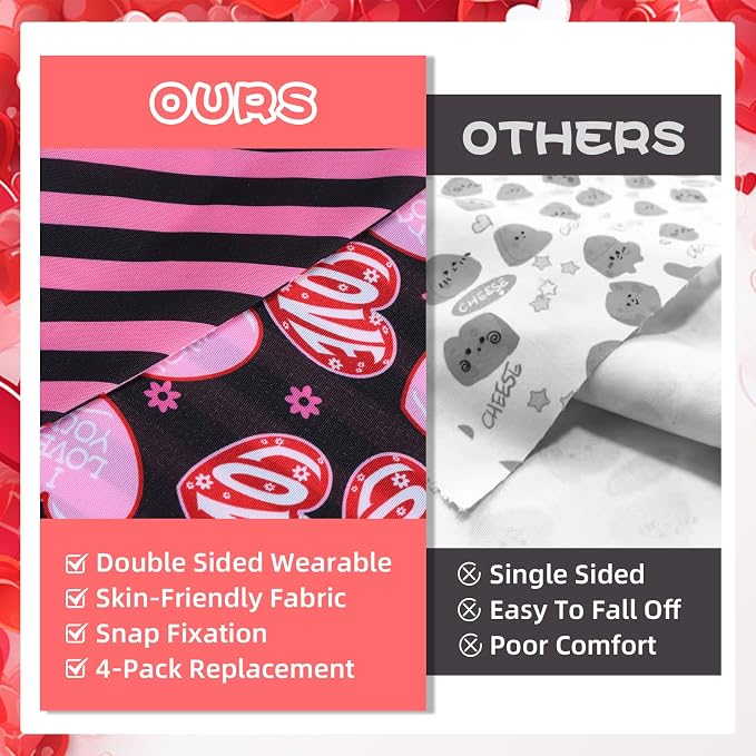 PAWCHIE Valentine's Day Dog Bandanas 4 Pack, Reversible Dog Party Triangle - Image 7