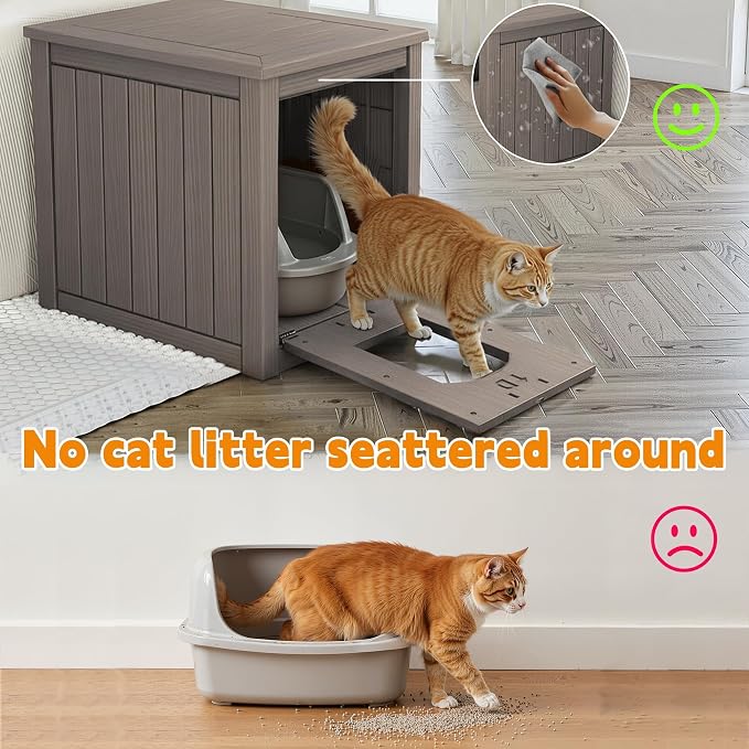 Cat Litter Box Enclosure, Openable Front Door & Raised Floor - Image 8