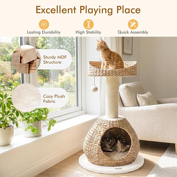 PETSITE 28-inch Modern Cat Tree, Small Cute Cat Tower Sisal Scratching Post - Image 7