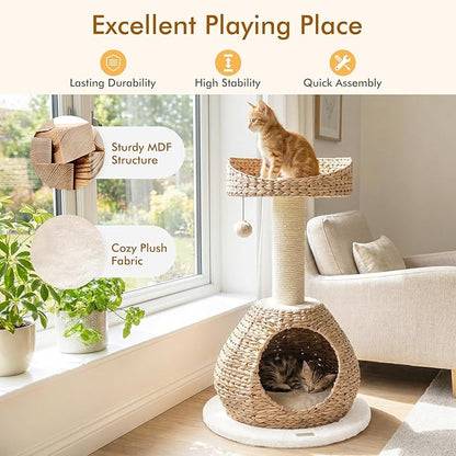 PETSITE 28-inch Modern Cat Tree, Small Cute Cat Tower Sisal Scratching Post - Image 7