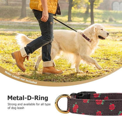 Cotton Handmade Dog Collar Cute and Distinctive Patterns Black Rose - Image 6