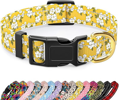 Reflective Dog Collar for Medium Dogs, Cute Flower Theme Adjustable Heavy-Duty by TMOODEL