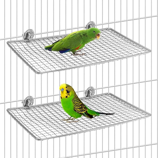 BNOSDM 2 Pack Bird Perch Platform Stainless Steel Birds Perches Parrot Shelf by BNOSDM