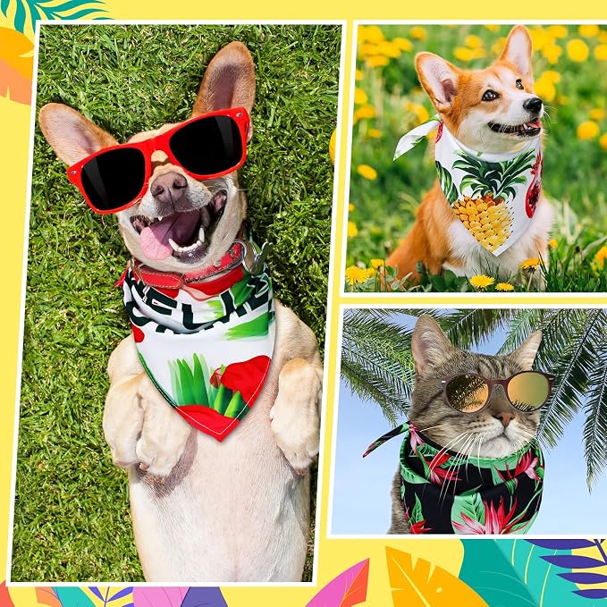 100 Pcs Hawaiian Dog Bandanas Bulk Pet Bibs Colorful Triangle Scarf Pet Bandanas - Image 4