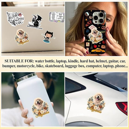 Custom Pet Face Photo Name Floral Sticker Personalized Text Image Animal Flower - Image 6