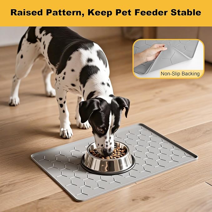 Pieviev 24''x16'' Dog Cat Food Bowl Mat, Silicone Waterproof Food Grade Pet - Image 7