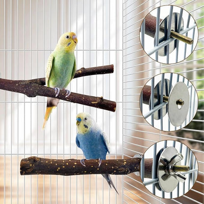 BNOSDM 5PCS Bird Mirror with Perches Stand Parrot Natural Wood Stick Perches - Image 4