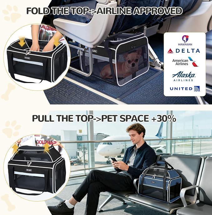 Lekereise Top-Expandable Pet Carrier 17x11x9.5 Inch Alaska Hawaiian Airline - Image 2