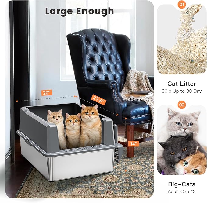 XXL Stainless Steel Cat Litter Box - Image 3
