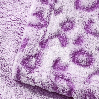 Bnuitland Purple Leopard Print Flannel Throw Blanket, 300 GSM Double Sided - Image 8