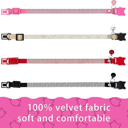Weewooday 4 Pieces Rhinestones Cat Collars Breakaway Cat Collar - Image 4